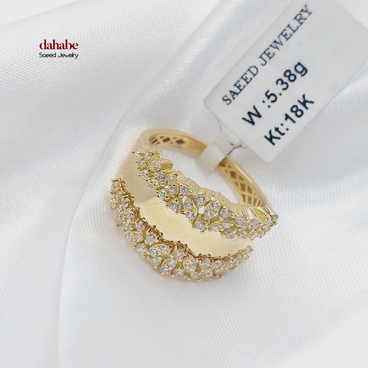 18K Gold Zircon Band Ring