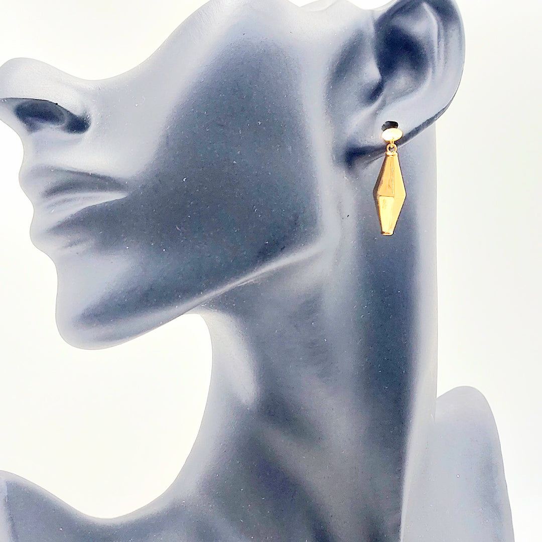 21K Gold Faceted Drop Earrings