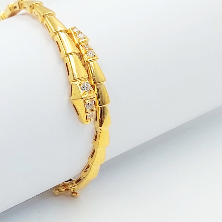 Zircon Studded Snake Bangle Bracelet Made of 21K Gold by Saeed Jewelry 