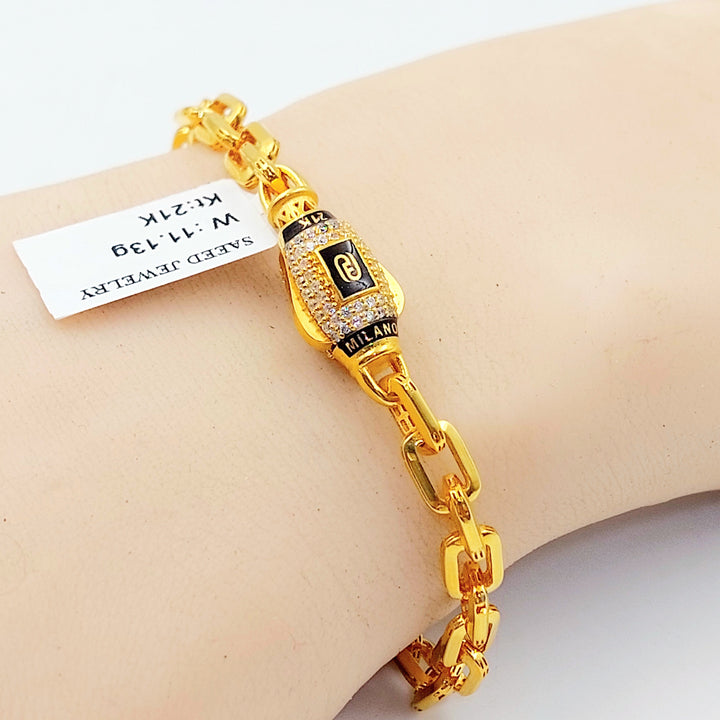 Zircon Studded Paperclip Bracelet Made of 21K Gold by Saeed Jewelry 