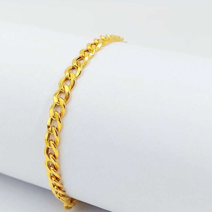 Flat Cuban Links Bracelet Made of 21K Gold by Saeed Jewelry 