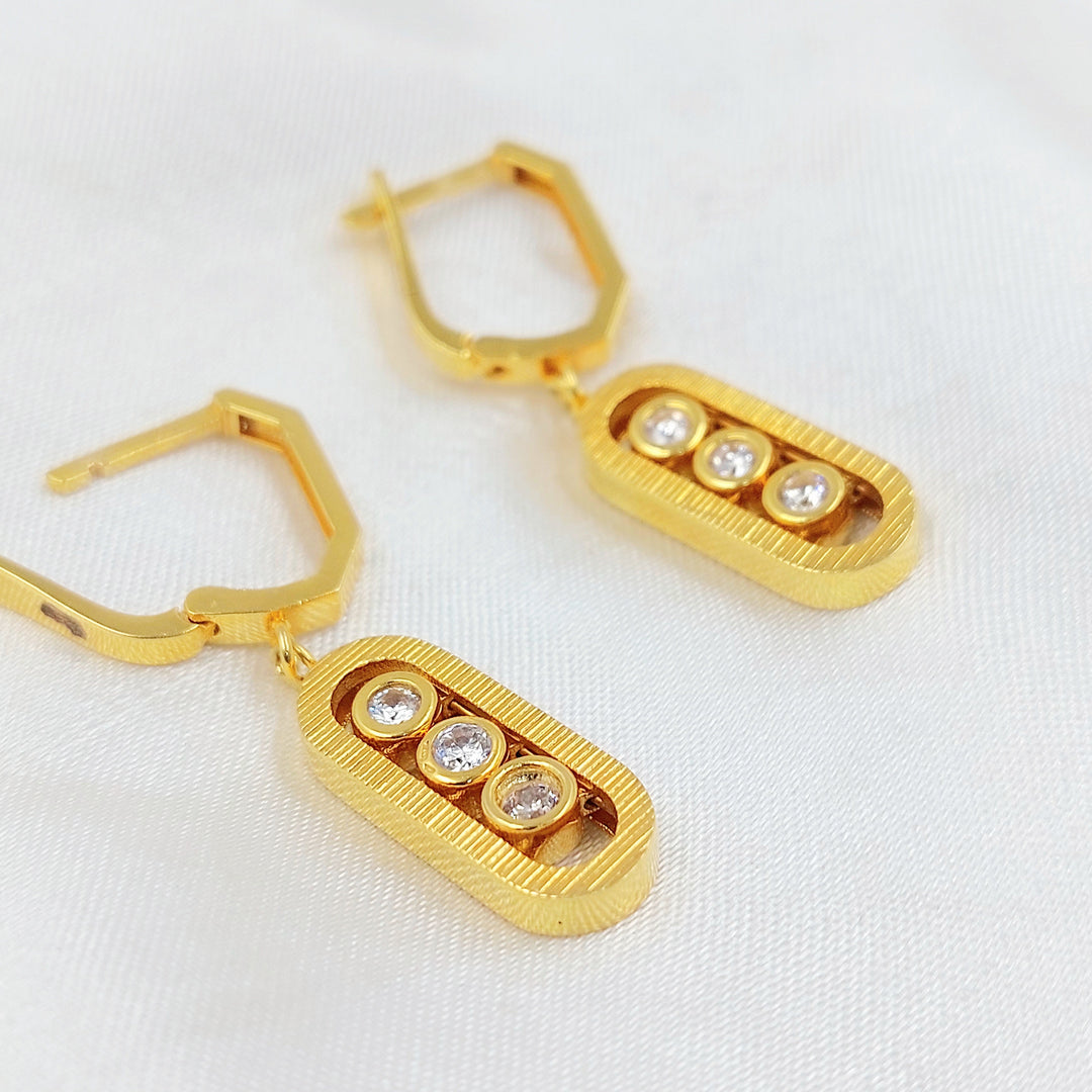 Zircon Studded Deluxe Earrings Made of 21K Gold by Saeed Jewelry 