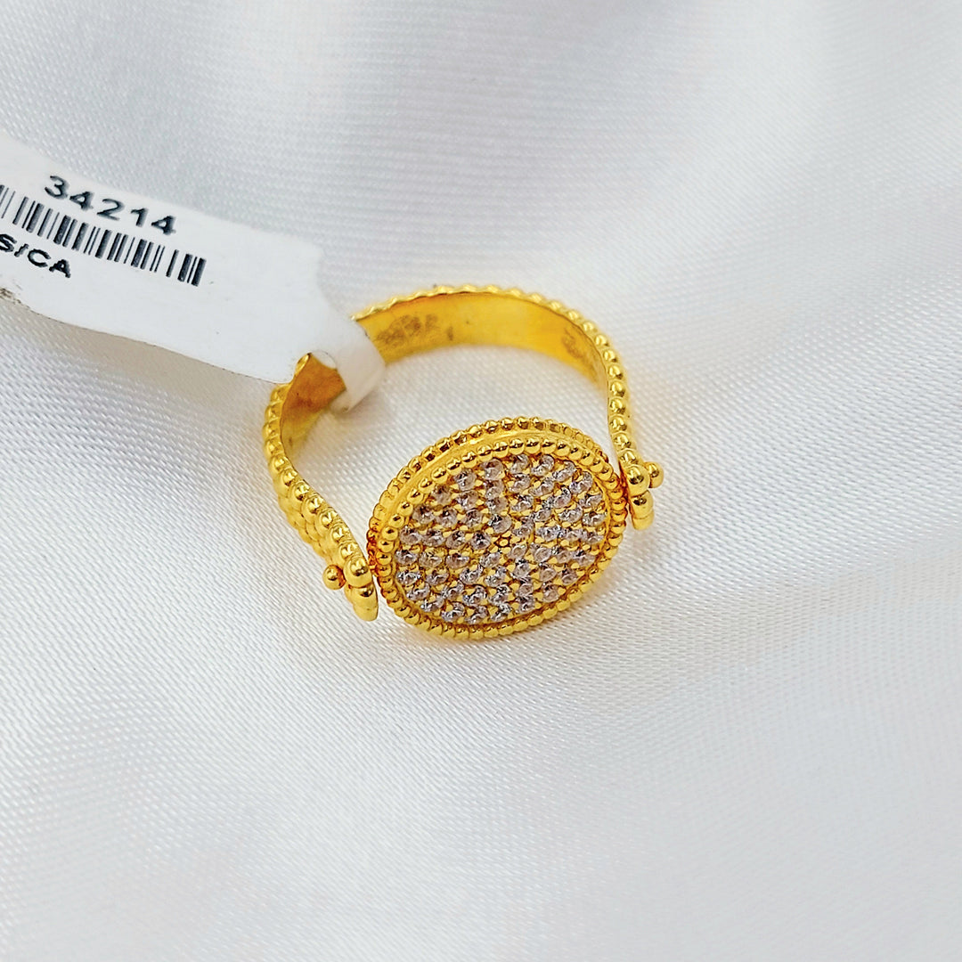 21K Gold Clear Accent Disc Ring