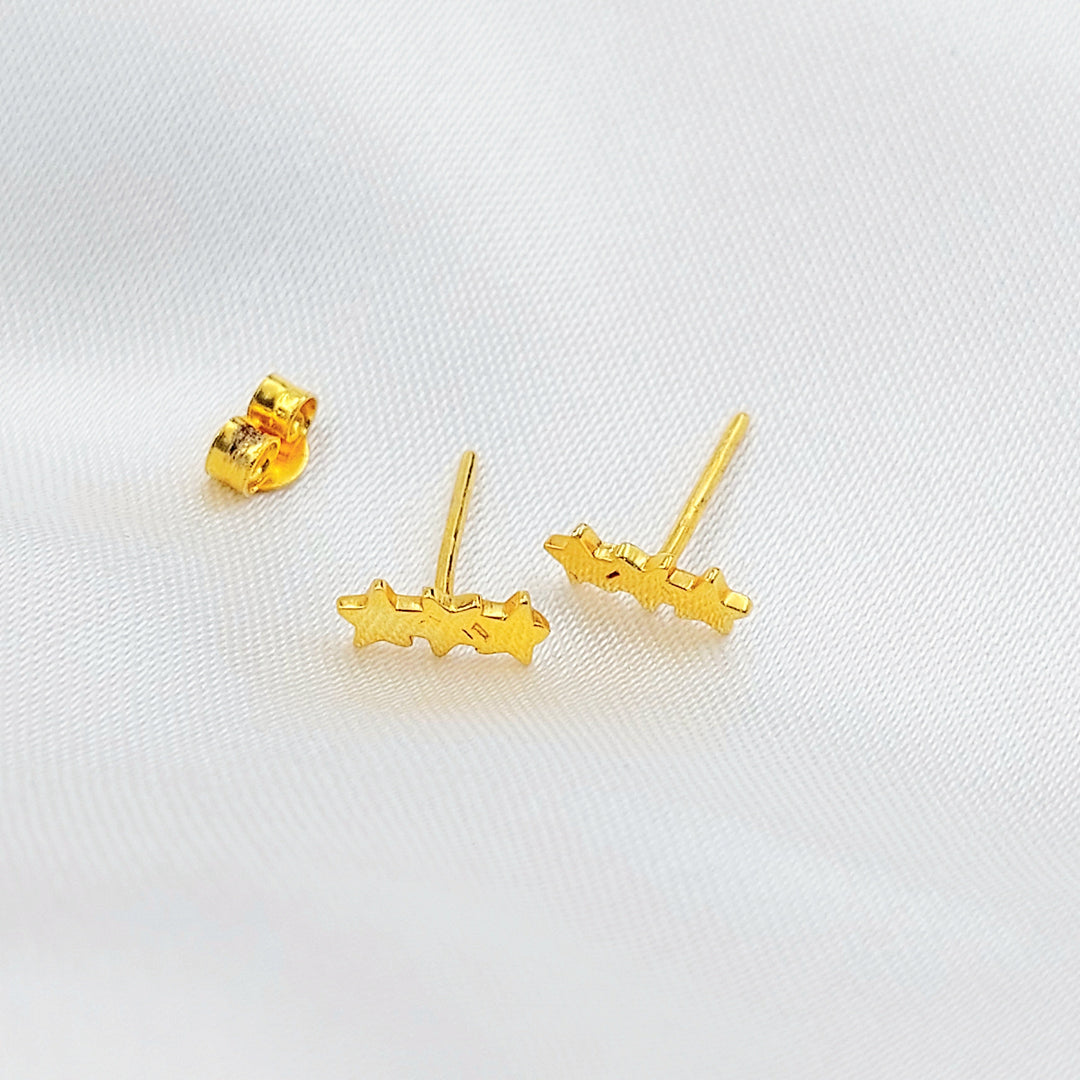 21K Gold Triple Star Stud Earrings