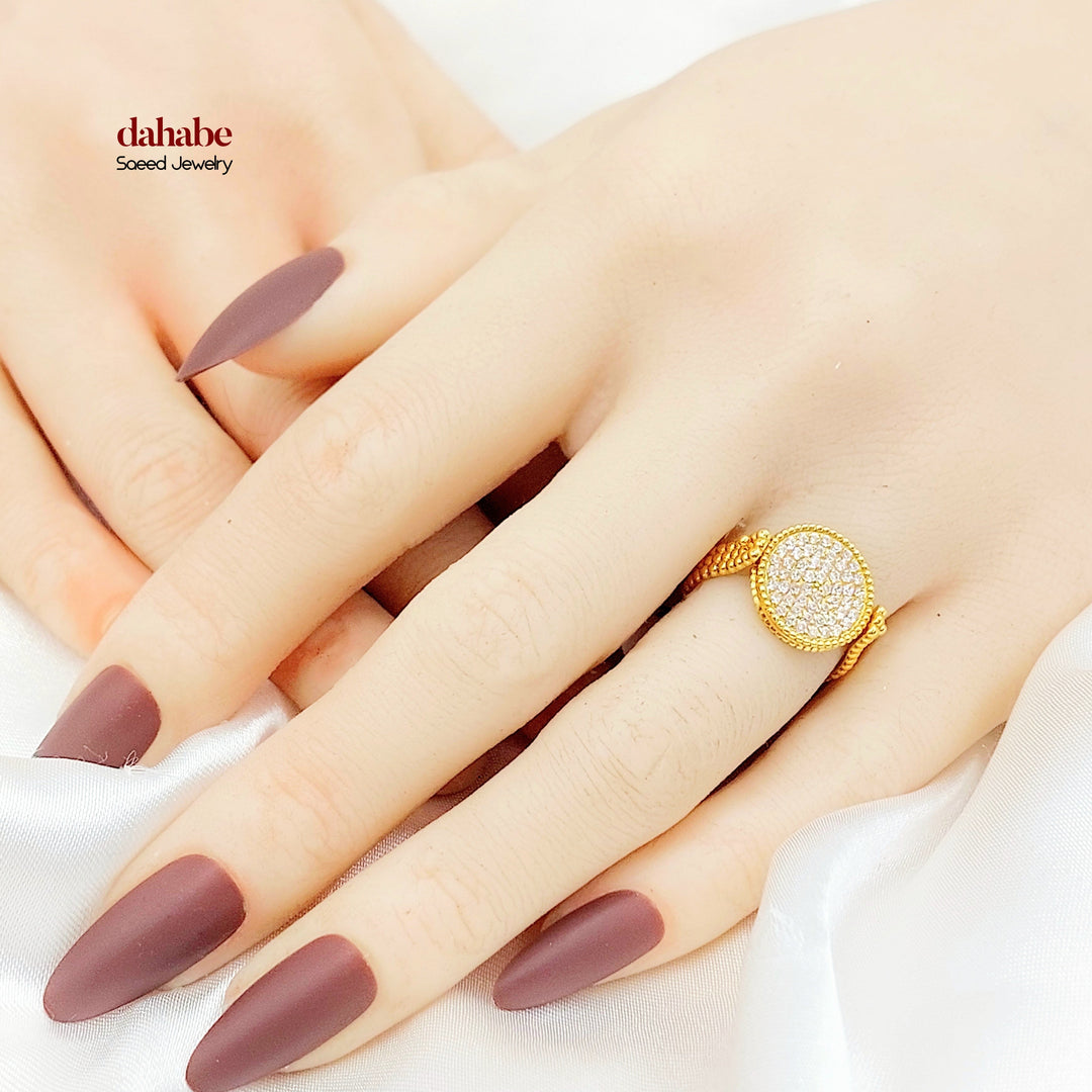21K Gold Clear Accent Disc Ring