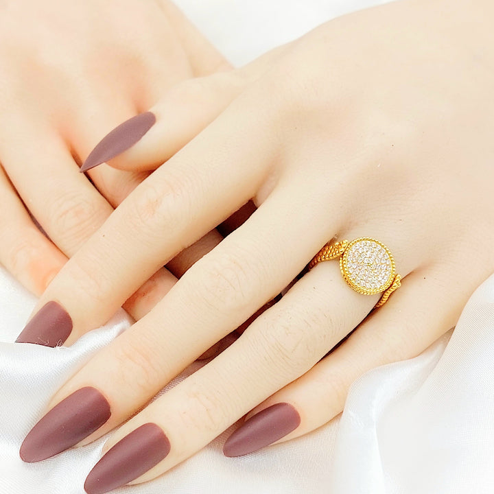 21K Gold Clear Accent Disc Ring