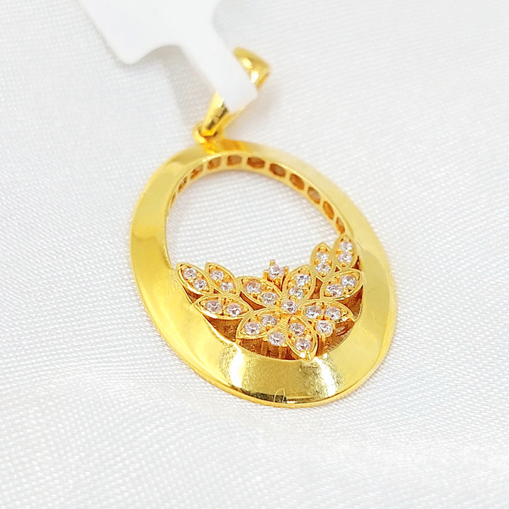 Zircon Studded Rose Pendant Made of 21K Gold by Saeed Jewelry 
