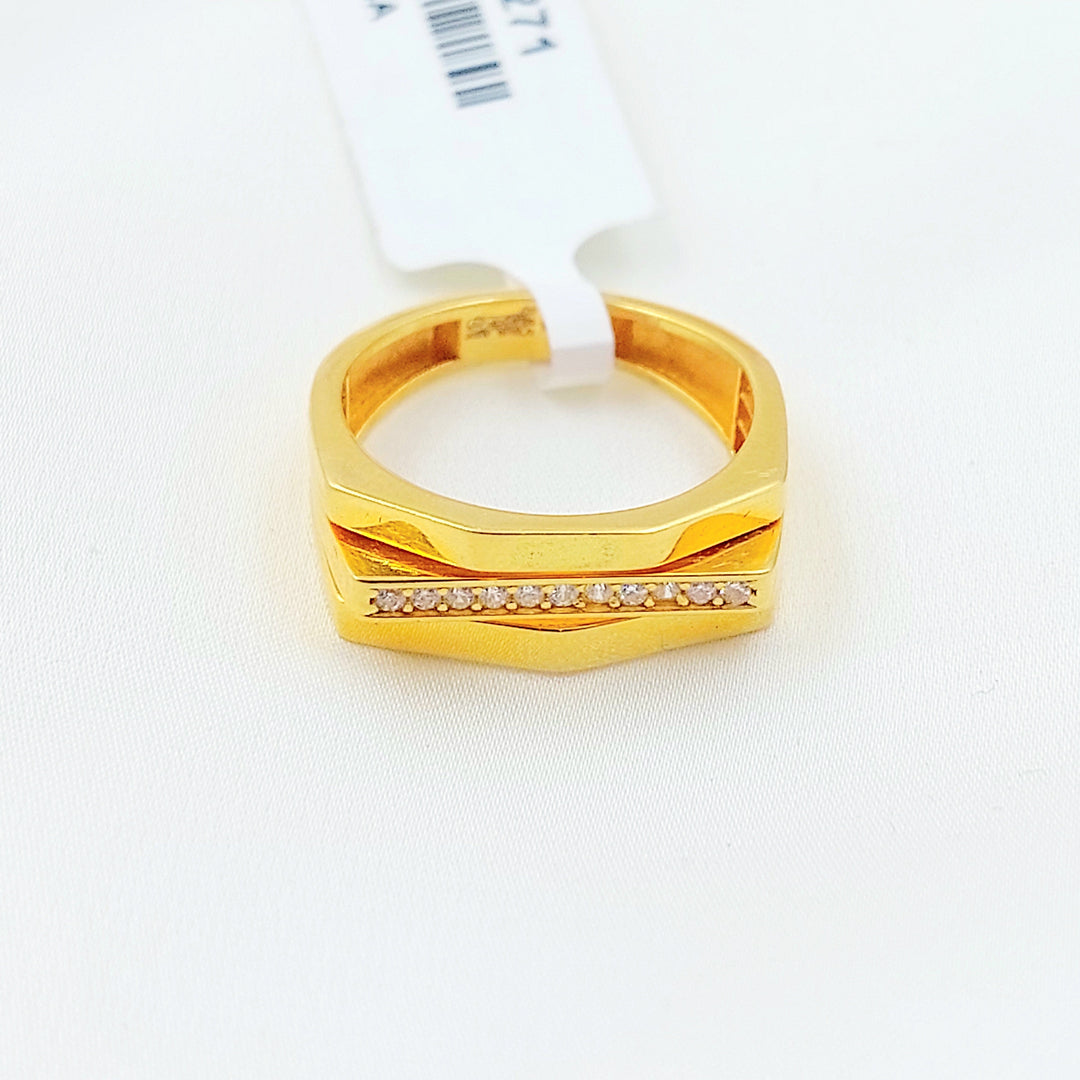 Zircon Studded Deluxe Ring Made of 21K Gold by Saeed Jewelry 