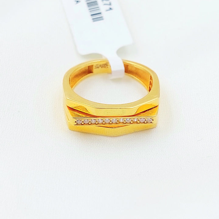 Zircon Studded Deluxe Ring Made of 21K Gold by Saeed Jewelry 