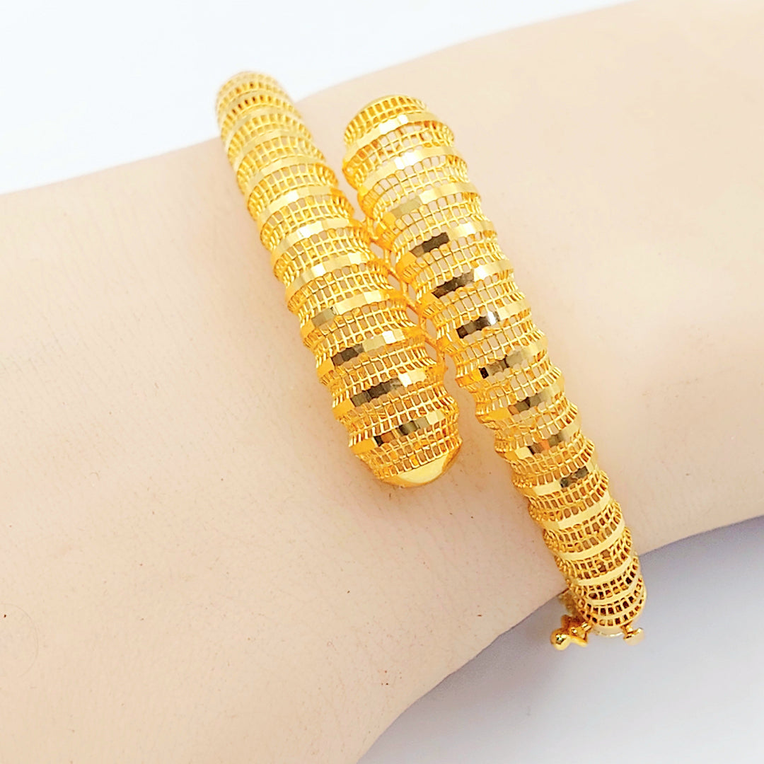 Balls Engraved Bangle Bracelet Made of 21K Gold by Saeed Jewelry 
