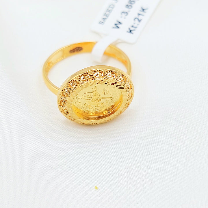 21K Gold Ottoman Coin-Inspired Halo Ring
