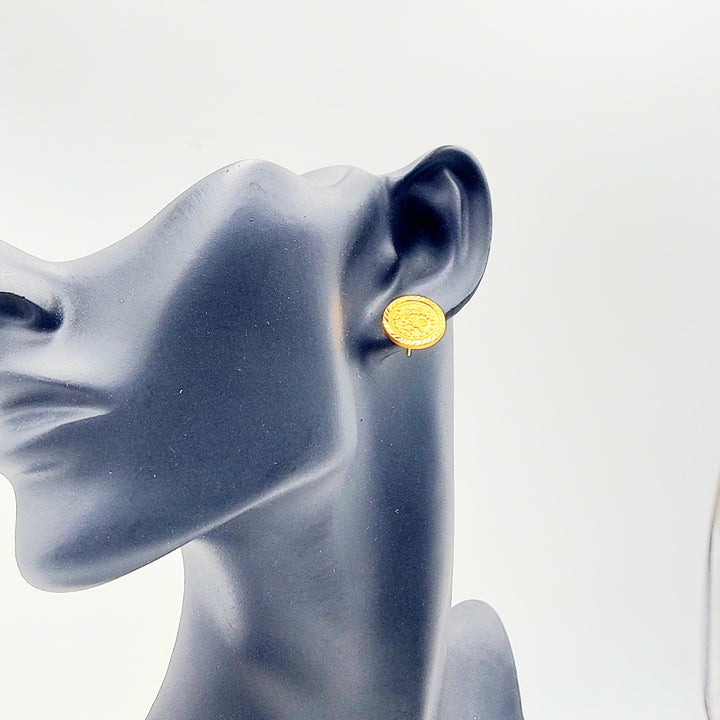 21K Gold Ottoman Coin-Inspired Stud Earrings