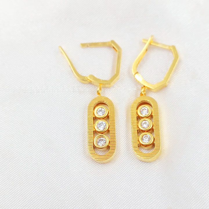 Zircon Studded Deluxe Earrings Made of 21K Gold by Saeed Jewelry 