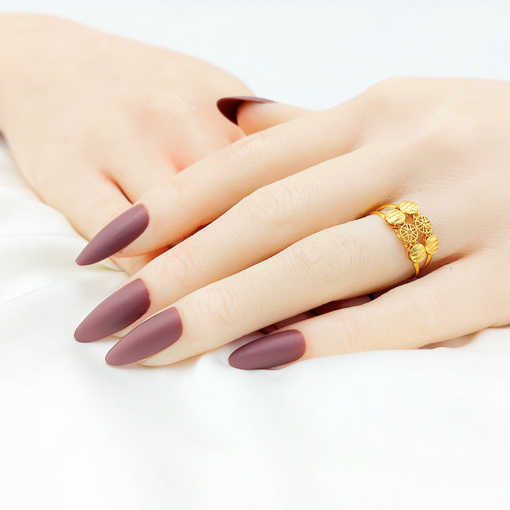 21K Gold Disc Motif Ring