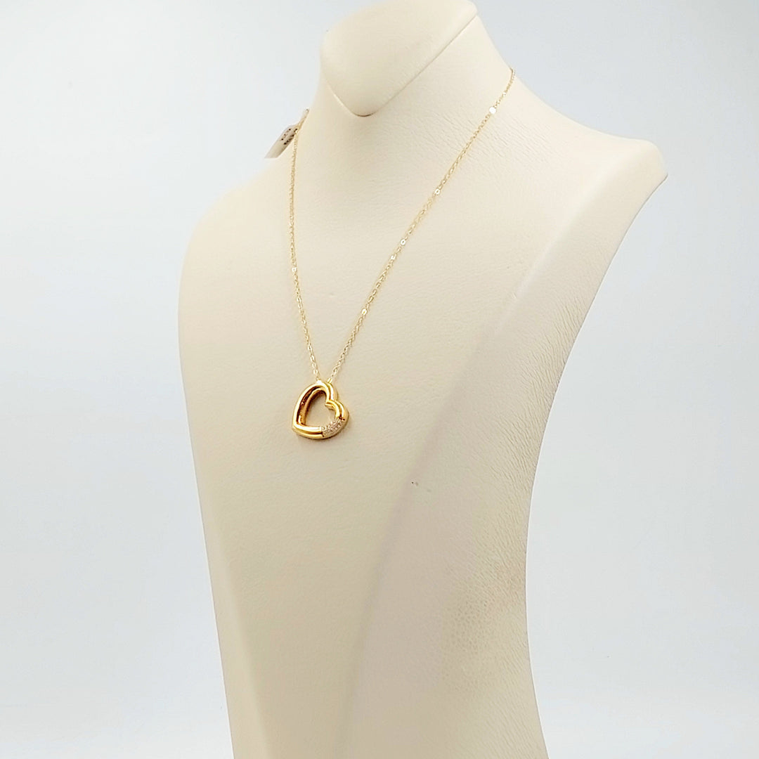 Zircon Studded Heart Necklace Made of 21K Gold by Saeed Jewelry 
