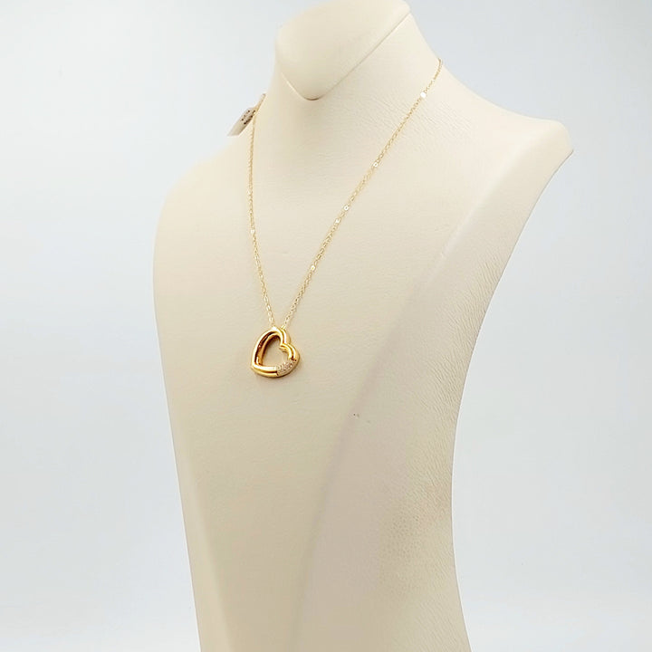 Zircon Studded Heart Necklace Made of 21K Gold by Saeed Jewelry 