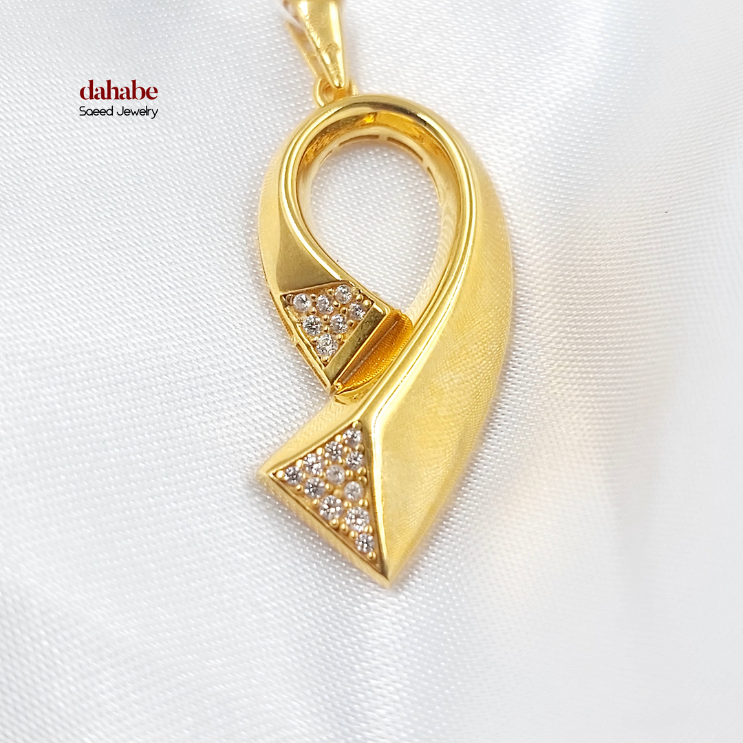 21K Gold Teardrop Zircon Pendant