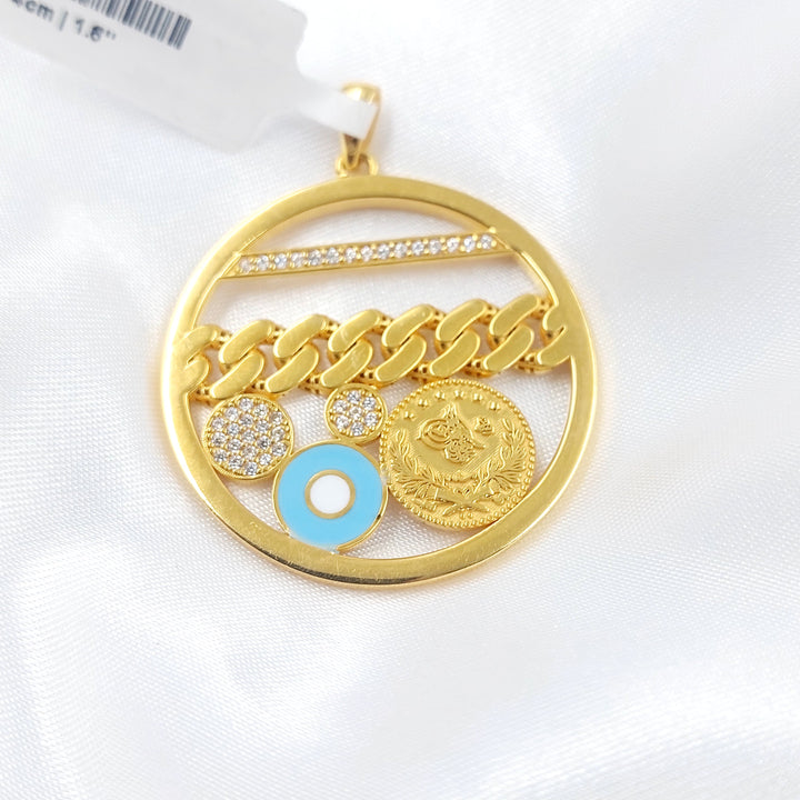 21K تعليقة دائري مينا مرصع-مجوهرات الشيخ سعيد-Saeed Jewelry 