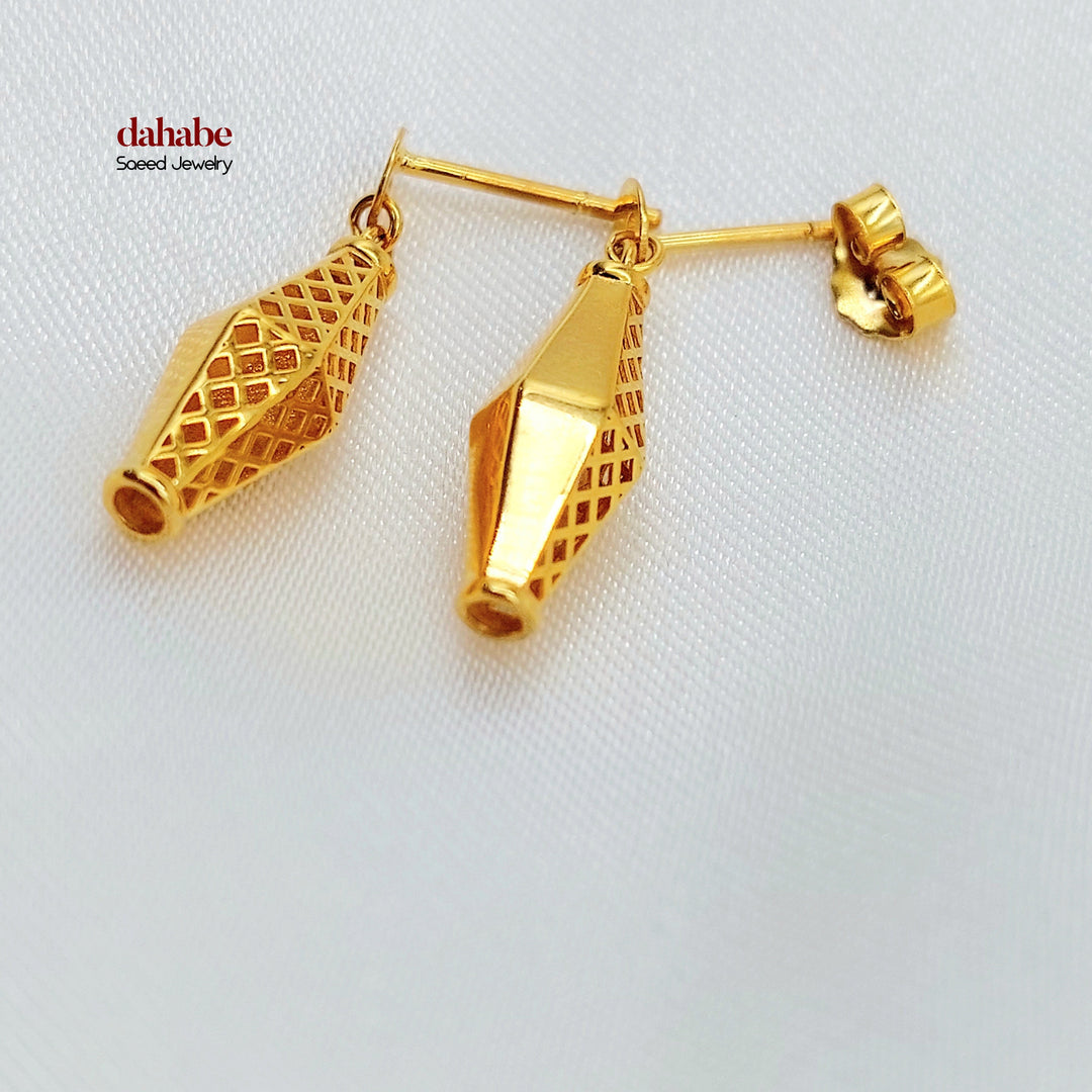 21K Gold Faceted Drop Earrings