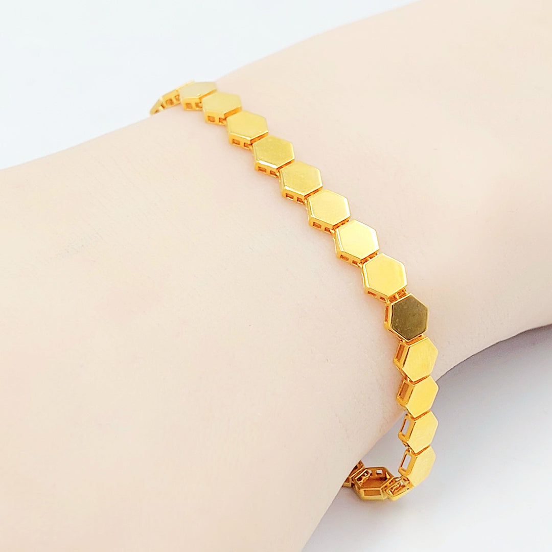 21K Gold Hexagon Link Bracelet