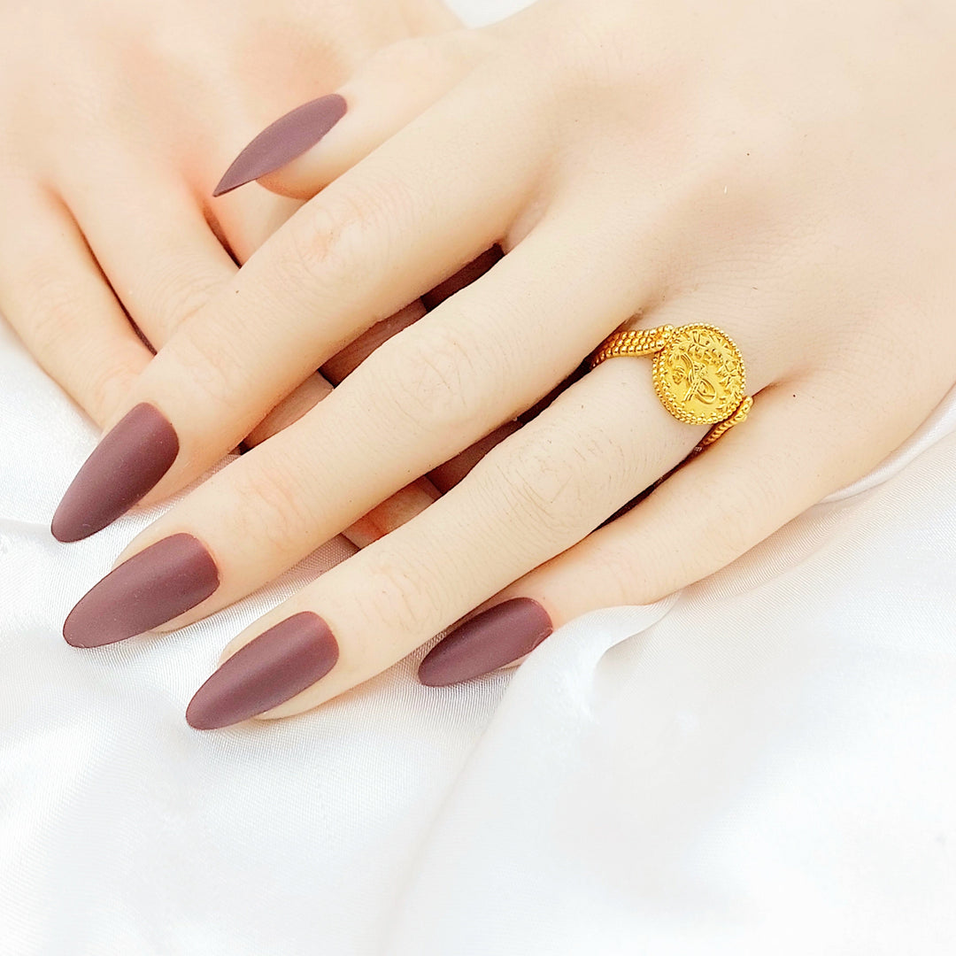 21K Gold Clear Accent Disc Ring