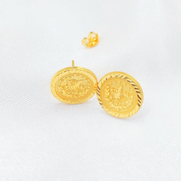 21K Gold Ottoman Coin-Inspired Stud Earrings