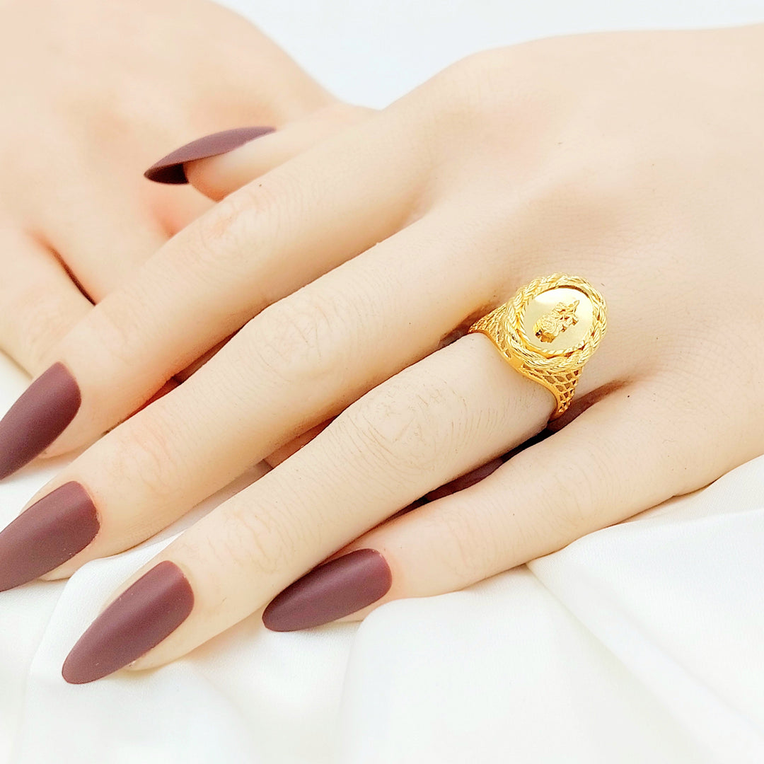 21K Gold Portrait Medallion Ring