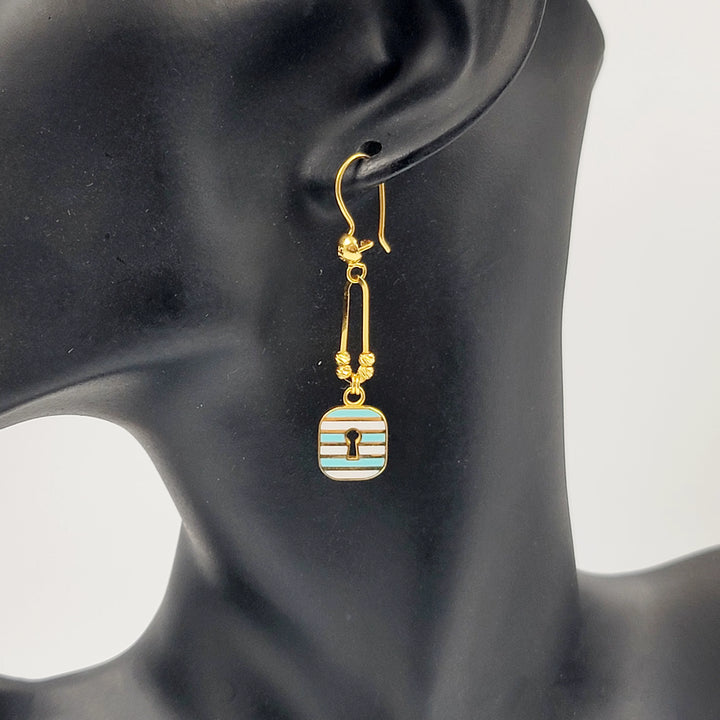 Enameled Lock Earrings Made of 21K Gold by Saeed Jewelry 