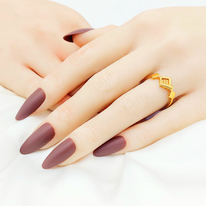 21K Gold Geometric Rhombus Ring