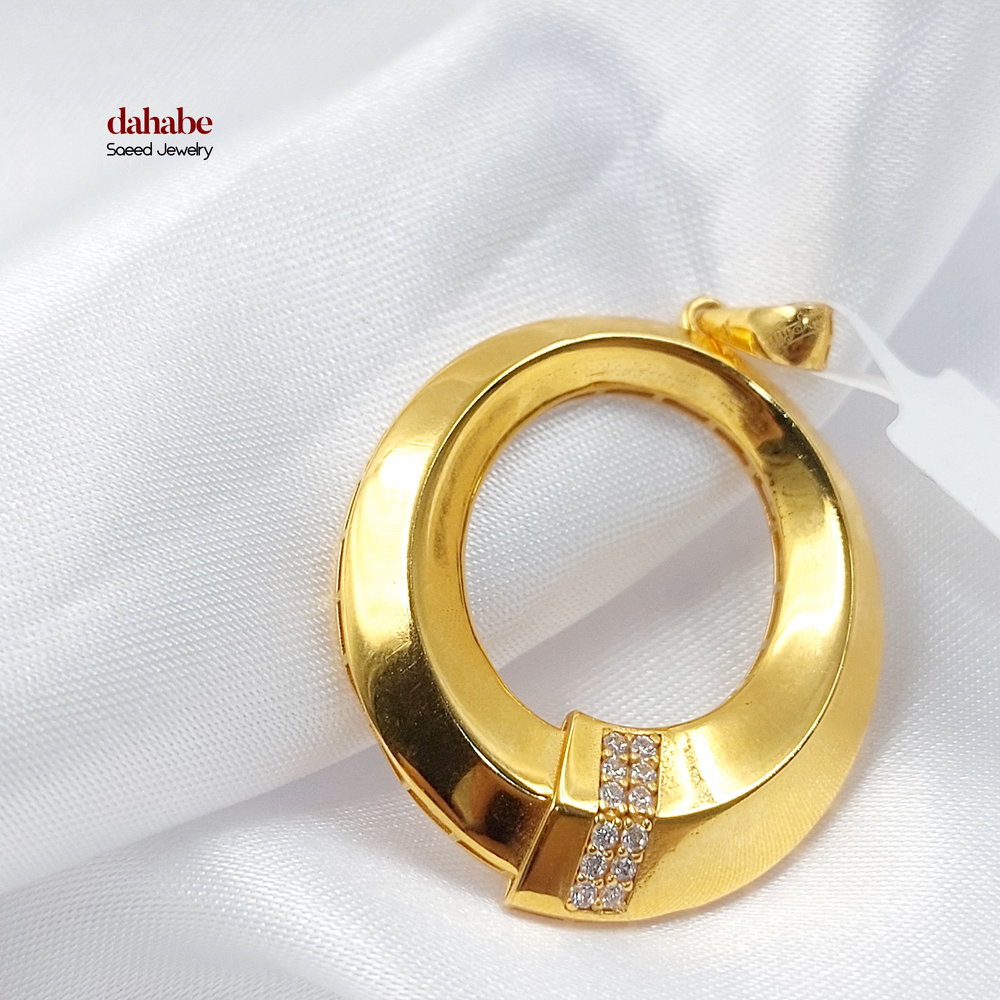 21K Gold Round Zircon Pendant
