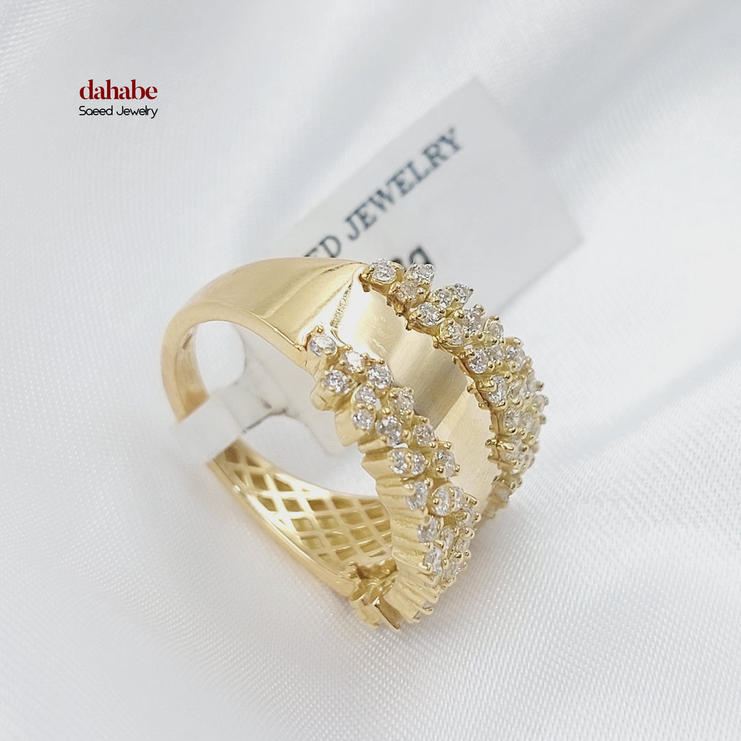 18K Gold Zircon Deluxe Ring