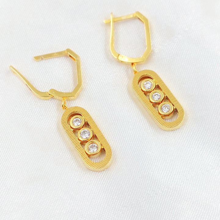 Zircon Studded Deluxe Earrings Made of 21K Gold by Saeed Jewelry 