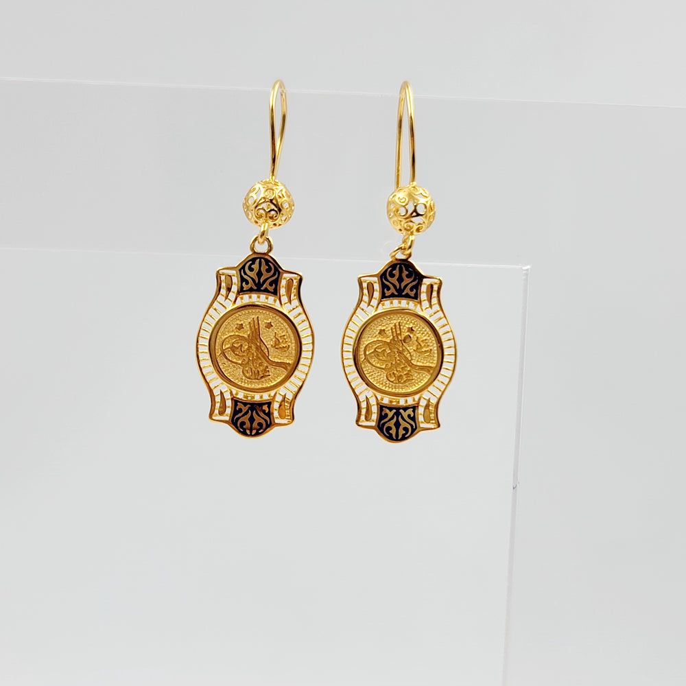 Enameled Rashadi Earrings Made of 21K Gold by Saeed Jewelry 