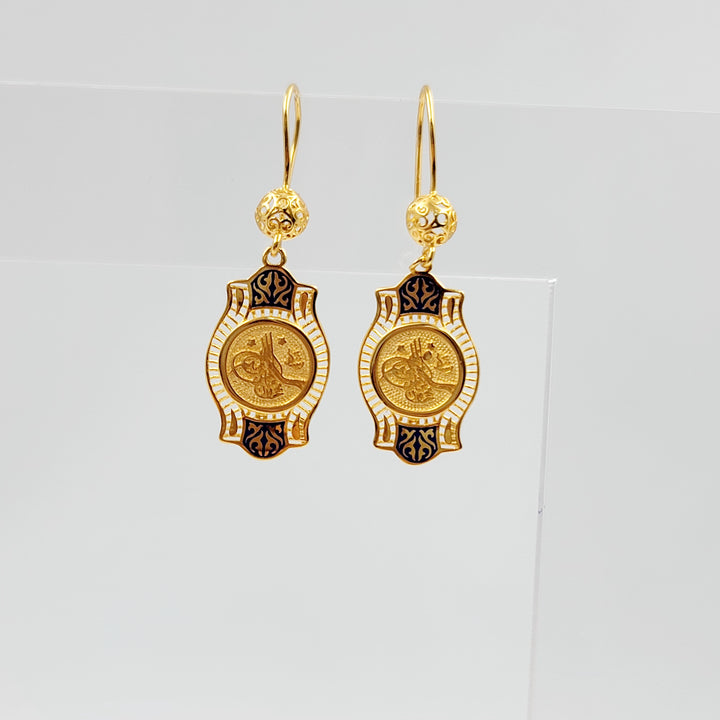 Enameled Rashadi Earrings Made of 21K Gold by Saeed Jewelry 
