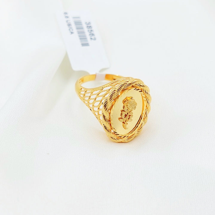 21K Gold Portrait Medallion Ring