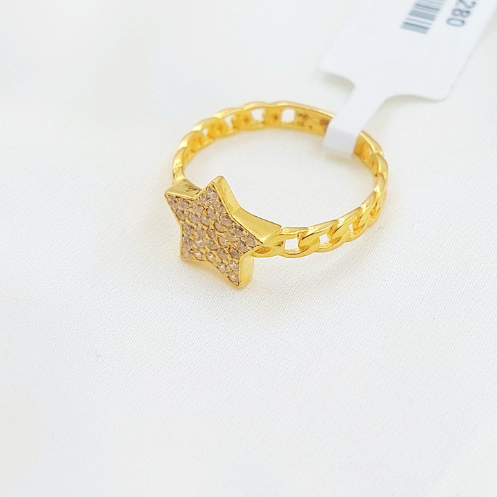 Zircon Studded Star Ring Made of 21K Gold by Saeed Jewelry 