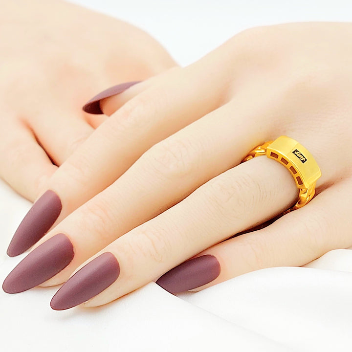 Deluxe Cuban Links Ring Made of 21K Gold by Saeed Jewelry 