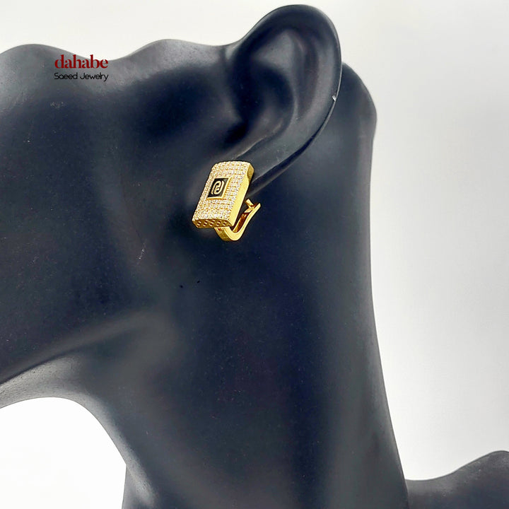 Enameled & Zircon Studded Shankle Earrings