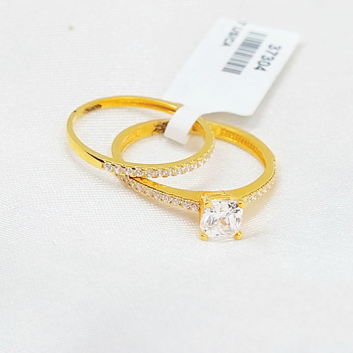 Zircon Studded Twins Wedding Ring