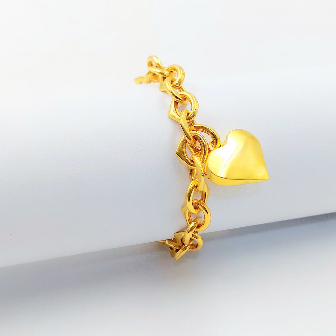 Heart Cuban Links Bracelet Made of 21K Gold by Saeed Jewelry 