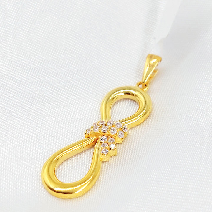 Zircon Studded Tie Pendant Made of 21K Gold by Saeed Jewelry 