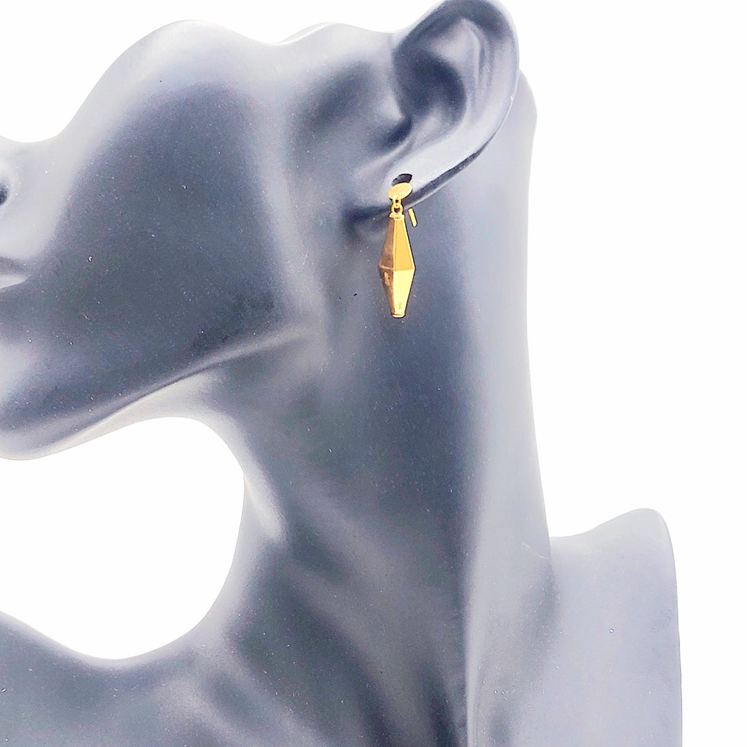 21K Gold Faceted Drop Earrings