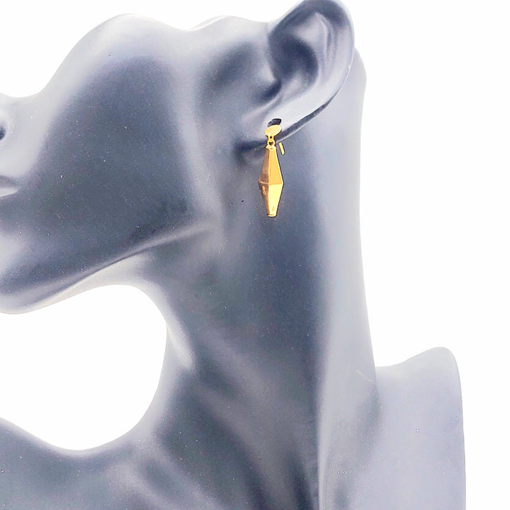 21K Gold Faceted Drop Earrings