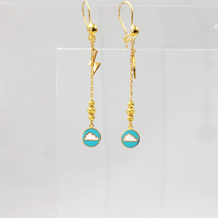 Enameled Deluxe Earrings Made of 21K Gold by Saeed Jewelry 