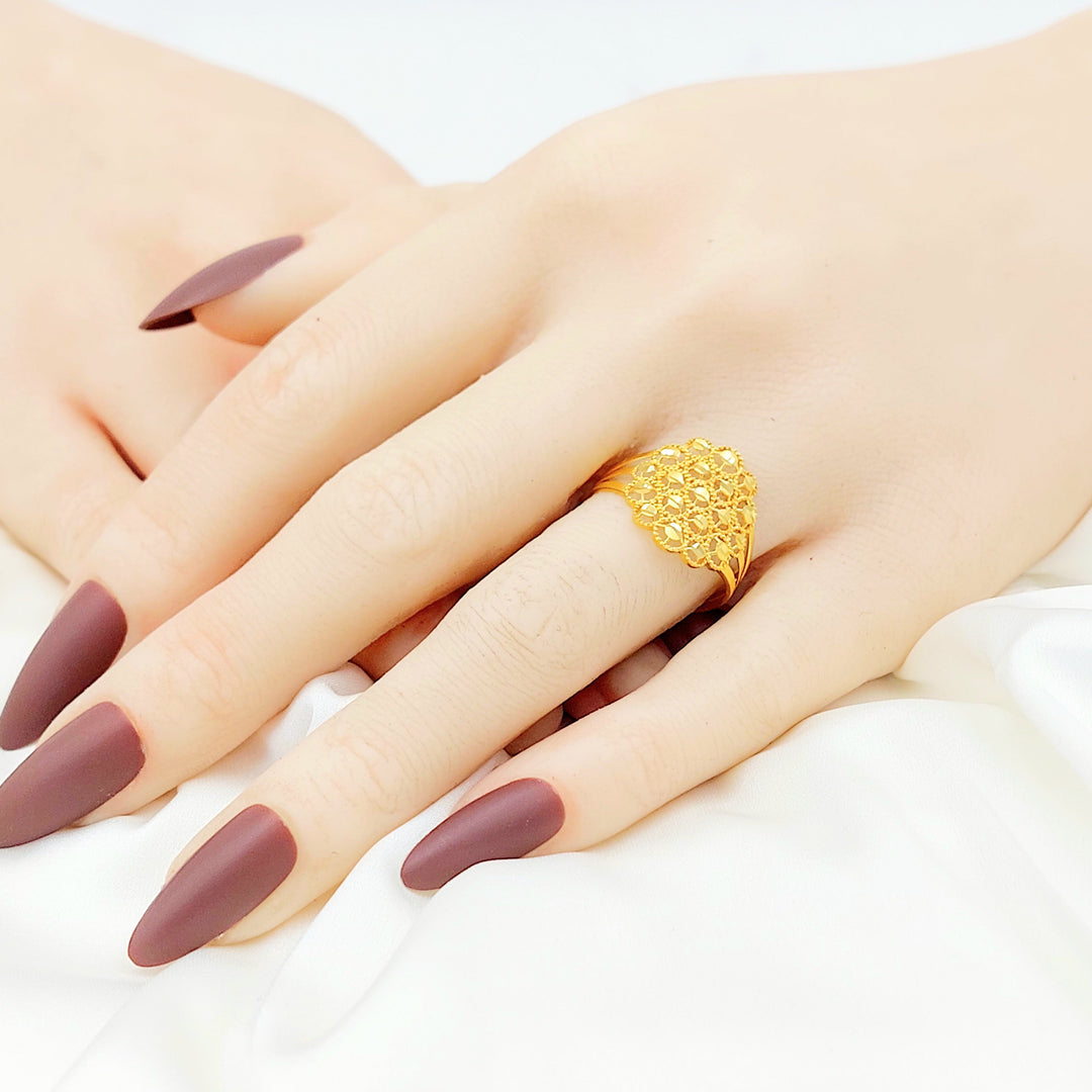21K Gold Honeycomb Cluster Ring