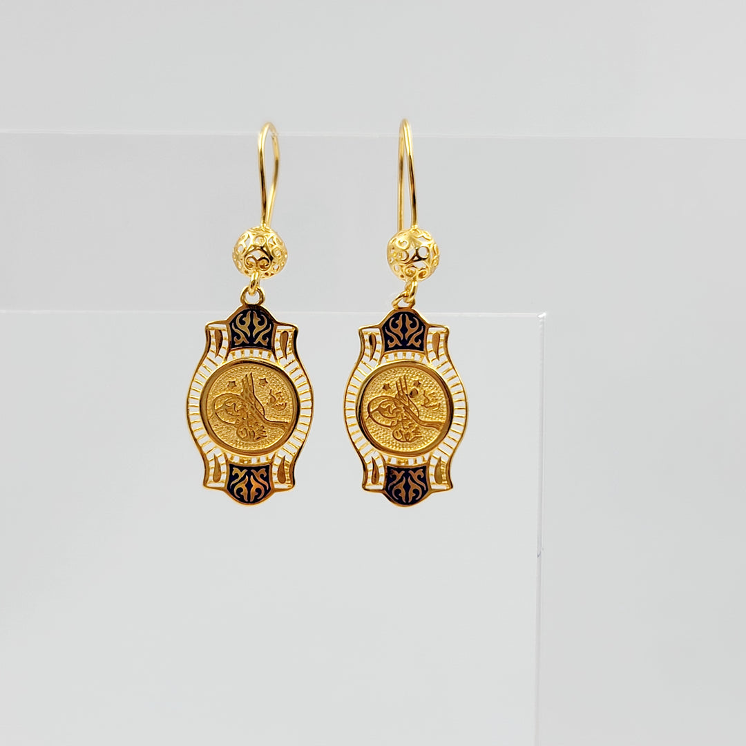 Enameled Rashadi Earrings Made of 21K Gold by Saeed Jewelry 