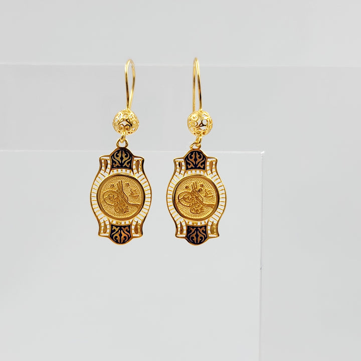 Enameled Rashadi Earrings Made of 21K Gold by Saeed Jewelry 