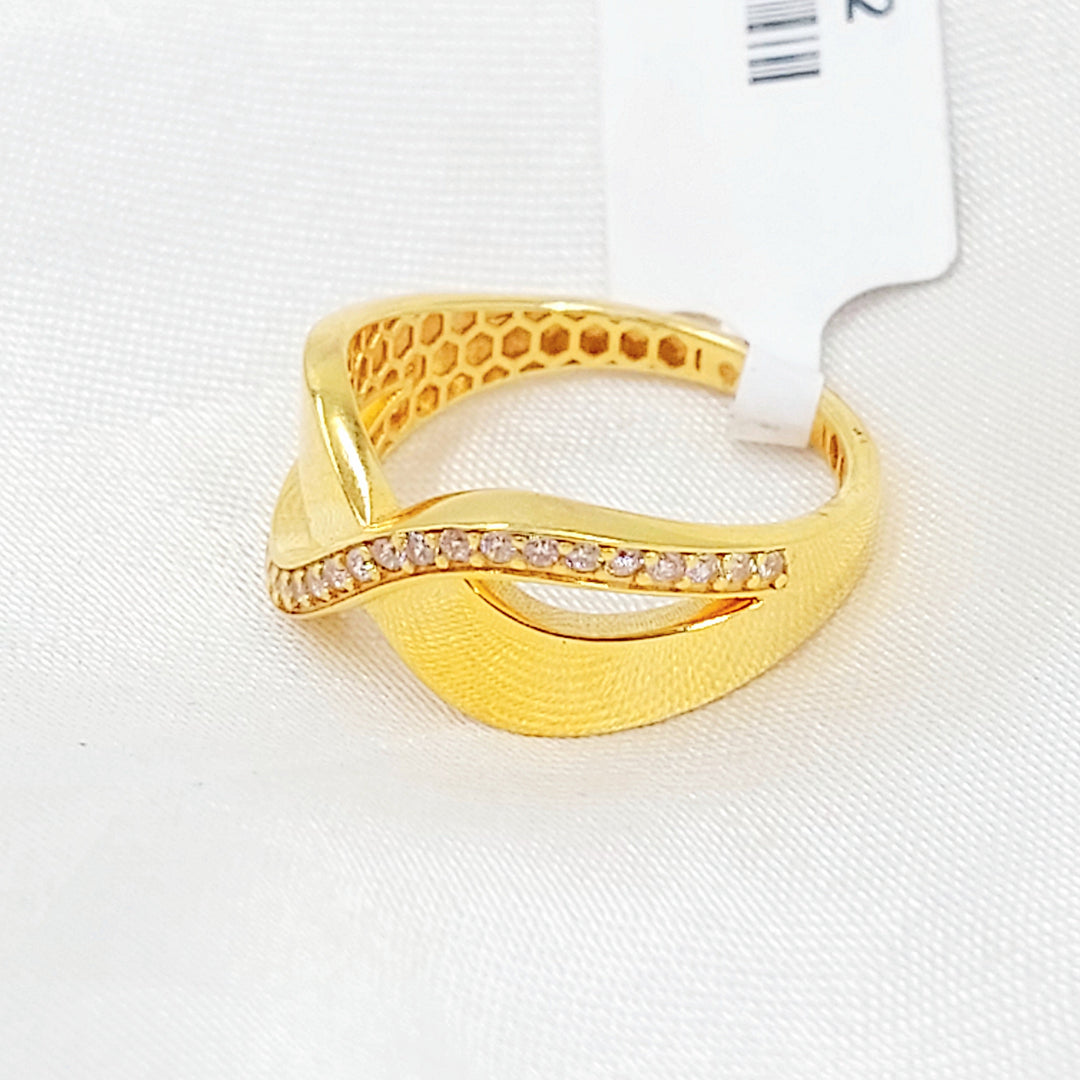 Zircon Studded Deluxe Ring Made of 21K Gold by Saeed Jewelry 