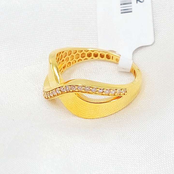 Zircon Studded Deluxe Ring Made of 21K Gold by Saeed Jewelry 