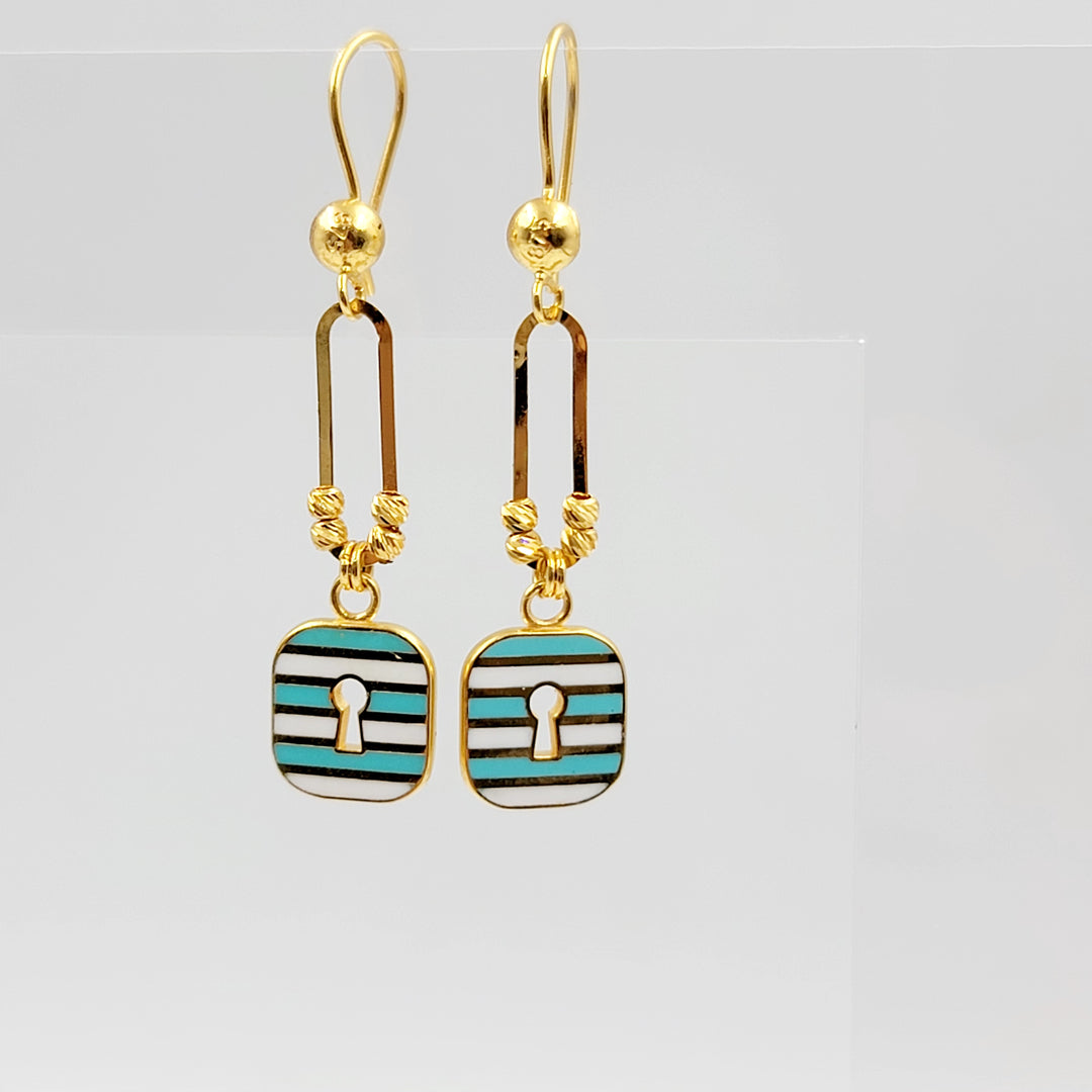 Enameled Lock Earrings Made of 21K Gold by Saeed Jewelry 